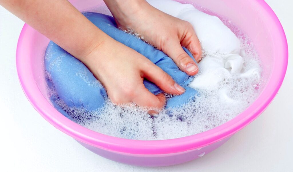 Clothes soaking in vinegar solution