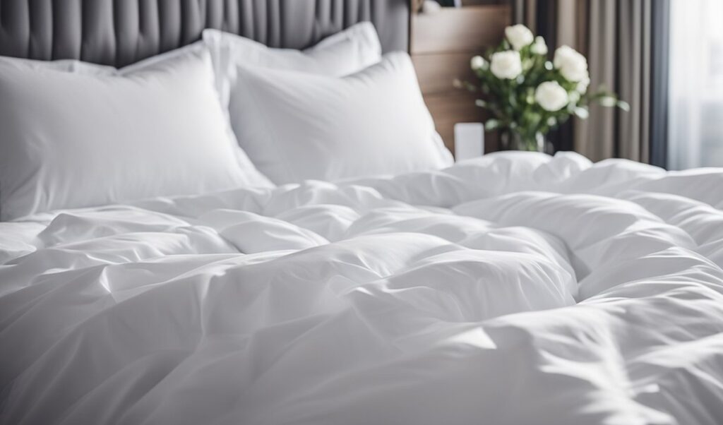 Hotel bedding with white sheets
